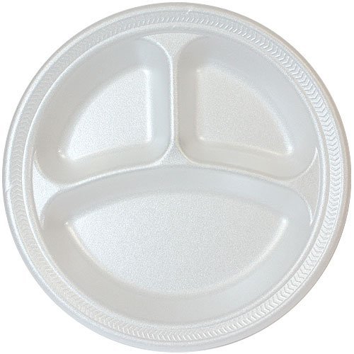Nicole Home Collection 50 Count Everyday Dinnerware 3-Compartment Foam Plate 10-Inch White