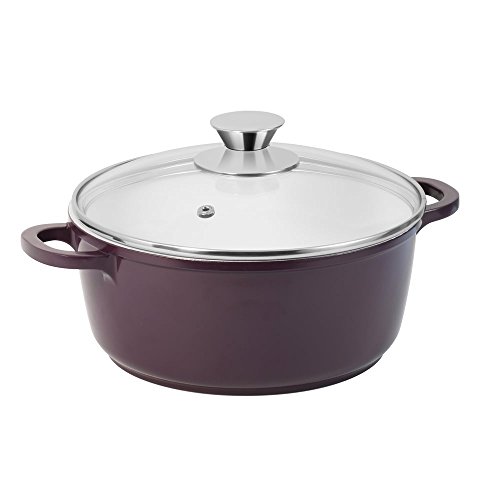CS KOCHSYSTEME SELM 24L Ceramic Coated Nonstick Casserole with Glass Lid Oven Safe and in Matte-Purple