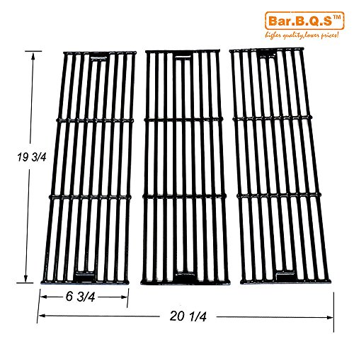 Barbqs CI65051 Universal Gas Grill Grate Matte Cast Iron Cooking Grid Replacement for Chargriller gas grill models 2121 2123 2222 2828 3001 3030 3725 4000 5050 5252  Sold as a set of 3