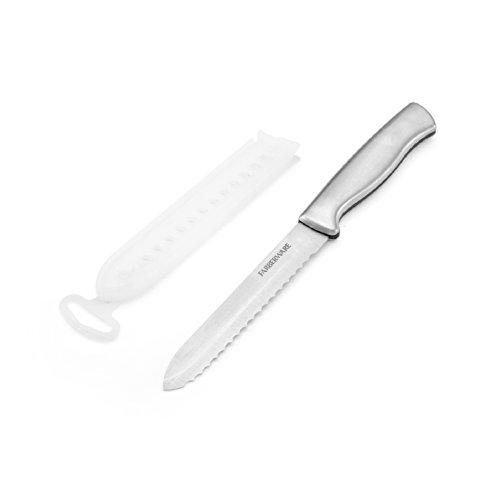 Farberware Stainless-Steel Serrated Utility Knife with Clear Sheath 5-Inch