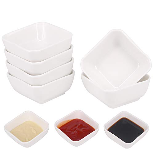 Belinlen 3 Ounce 6 Pack Ceramic Dip Bowls Set Porcelain Dip Mini Bowls Soy Sauce DishBowls - Good for Tomato Sauce Soy BBQ and Other Party Dinner White