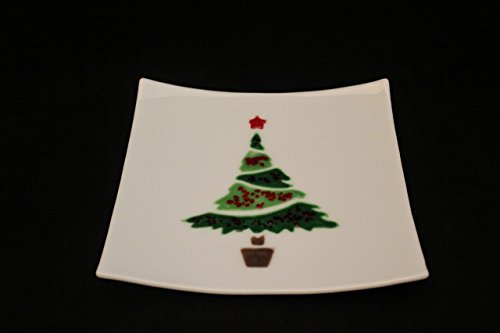 Christmas Tree Plate Holiday Serving Platter Christmas Plate Plate for Santa Fused Glass Plate Green and White Plate Teachers Gift