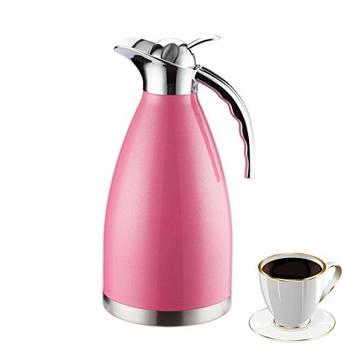OnePine Insulated Coffee Carafe Jug Double Walled Vacuum Kettle Stainless Steel 15L51 oz Insulated Thermal Carafe Cold and Hot Home Vacuum Insulation Pot Pink