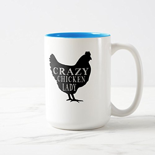 Zazzle Cute Crazy Chicken Lady Frosted Glass Coffee Mug Light Blue Two-Tone Mug 15 oz