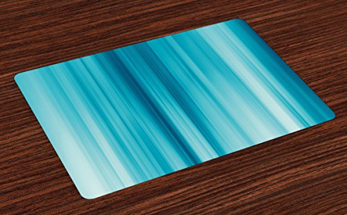 Light Blue Place Mats Set of 4 by Lunarable Abstract Blurred Vertical Stripes Digital Effect Futuristic Ombre Energetic Washable Placemats for Dining Room Kitchen Table Decoration Blue Pale Blue