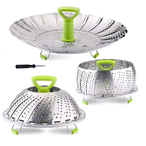 Vegetable Steamer Basket Stainless Steel Folding Steamer Basket Insert for Veggie Fish Seafood Cooking Expandable to Fit Various Size Pot (51 to 9 Triangle)