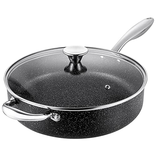 Saute Pan 11inch Nonstick Deep Frying Pan with Lid 5 Qt StoneDerived Coating Skillet Induction Compatible