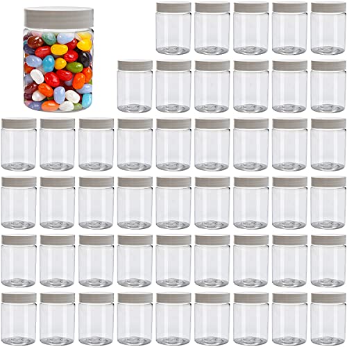 Accguan 48Pack 4oz Plastic Jar Storage Container with White Lids Airtight Clear Widemouth Slime Storage Jars for Cosmetic Cream Light Clay