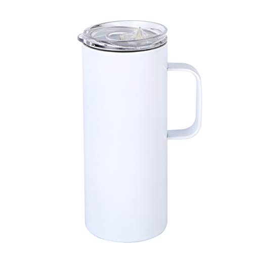 Stainless Steel Coffee Mug Cup with Handle 17 oz Double Wall Vacuum Insulated Tumbler with Lid Travel FriendlyWhite