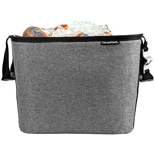 CleverMade 36 Can Party Tub Insulated Leakproof Collapsible Beverage Cooler Bucket  Ice Chest For Backyard Parties Tailgating  Home Entertaining Charcoal