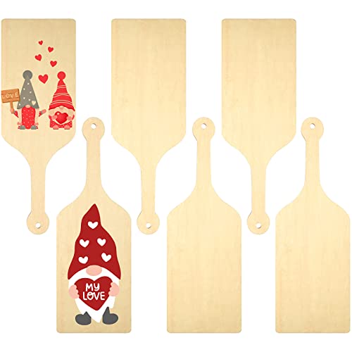 Tessco 6 Pieces Mini Wooden Cutting Board with Handle 91 x 31 Inch Rustic Serving Paddle Small Wooden Chopping Board Flexible Serving Board Reversible Cooking Butcher Block for Vegetables Fruit