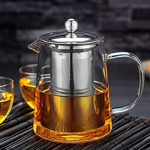 Glass Teapot Stovetop Safe  OBOR Tea Kettle with Removable Food Grade Stainless Steel Infuser  Lid for Blooming and Loose Leaf Tea Maker  32oz950ml