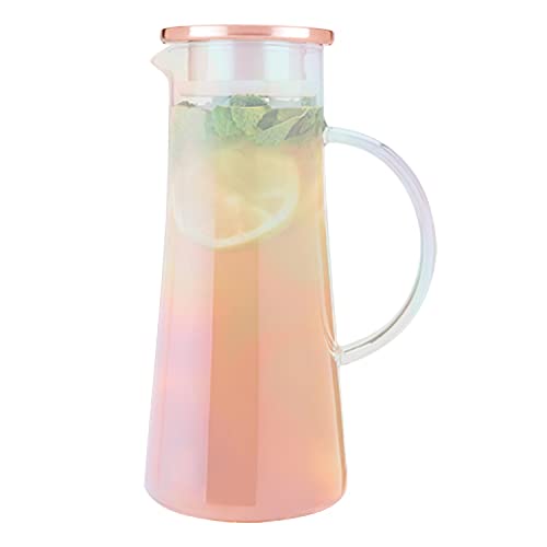 Pinky Up Charlie Iridescent Glass Iced Tea Carafe Loose Leaf Tea Accessories Iced Tea Beverage Brewer 15 liter Capacity