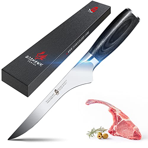 TUO 6 inch Boning Knife Fish Fillet Knife Deboning Knife for Meat German HC Super Steel Ergonomic Pakkawood Handle with Gift Box Goshawk Series