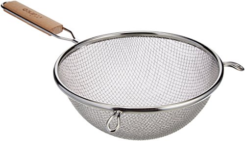Winco MS3A8D Strainer with Double Fine Mesh 8Inch Diameter Medium Stainless Steel Tan