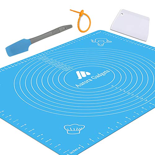 Silicone Baking Mat with Measurements  Heat Resistant BPA Free NonStick Pastry Mat for Rolling Dough  Easy to Clean Silicone Mat  Does Not DiscolorBlue