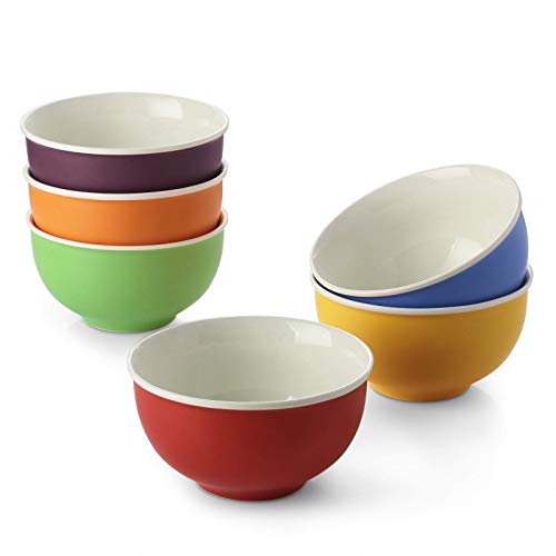 LIFVER Cereal Bowls 24 Oz Soup Bowls Ceramic Bowls Ceramic Bowls for Soup Cereal Dessert  575 Inches Multicolour Microwave and Dishwasher SafeSet of 6