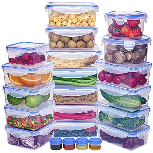 44 Pcs Large Food Storage Containers SetAirtight Plastic Food Containers with Snap LidsLeak Proof Food Containers with LidsPlastic Storage Containers with LidsLunchLeftover Storage BowlBPA Free