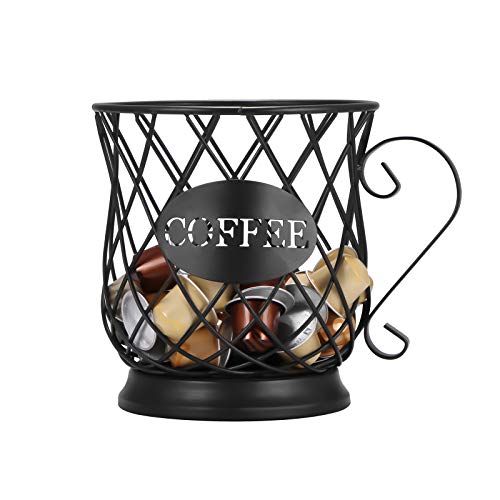 TIEMORE Coffee Capsule Basket Coffee Pod Organizer Coffee Capsule Pod Storage Basket Coffee Capsule Holder Design Original Black Perfect Coffee Accessories Large Capacit (Black A)