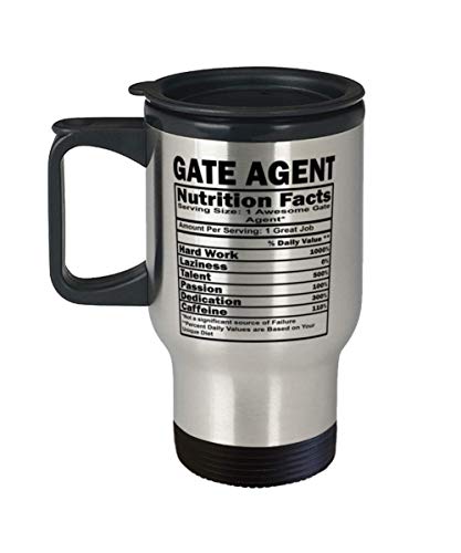 Funny Gate Agent Nutrition Facts Travel Mug 14oz Stainless Steel