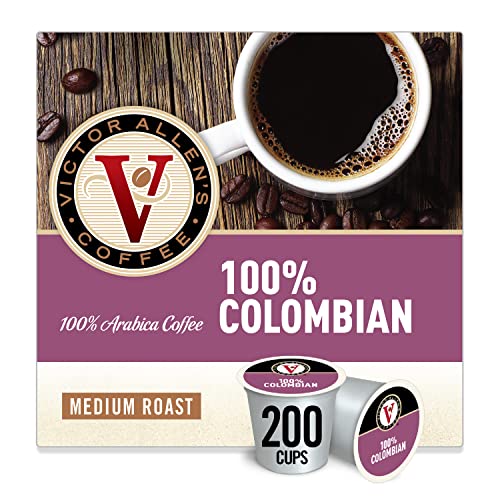 Victor Allen Coffee 100 Colombian Single Serve Kcup 200 Count (Compatible with 20 Keurig Brewers)