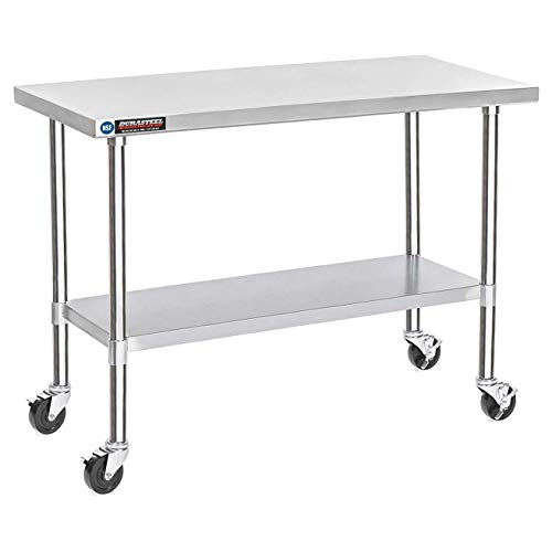 Food Prep Stainless Steel Table  DuraSteel 24 x 60 Inch Metal Table Cart  Commercial Workbench with Caster Wheel  NSF Certified  for Restaurant Warehouse Home Kitchen Garage