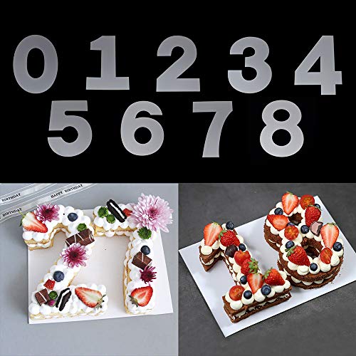RAYNAG 08 Number Cake Templates Flat Plastic Stencils Cutting Number Mold 8 Inch Numerical Stencils for DIY Numbers CakesCookies
