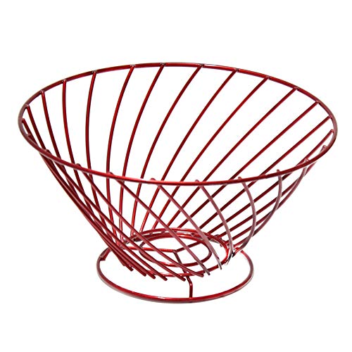 Lonovel Countertop Fruit Basket HolderWire Cup Shape Decorative Fruit Serving Bowl Modern Fruit Stand Kitchen Storage for Orange Banana Apple CupCoffee Vegetables Household Items3 Colors (Ruby Red)