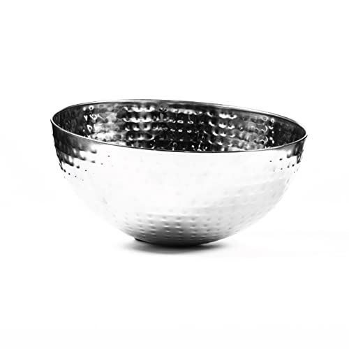 STONE  CLAY Hammered Metal Salad Bowl  Dishwasher Safe Stainless Steel with Decorative Pattern  Perfect Large Bowls for Serving Fruits Pastas Popcorn and Chips (115 x 55)