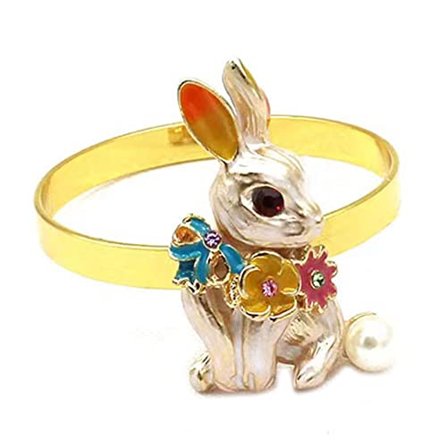 Easter Bunny Napkin Rings Set of 6 Rabbit Napkin Ring Holders Metal Gold Napkin Rings for Easter Spring Party Banquet Dinner Wedding Table Decor