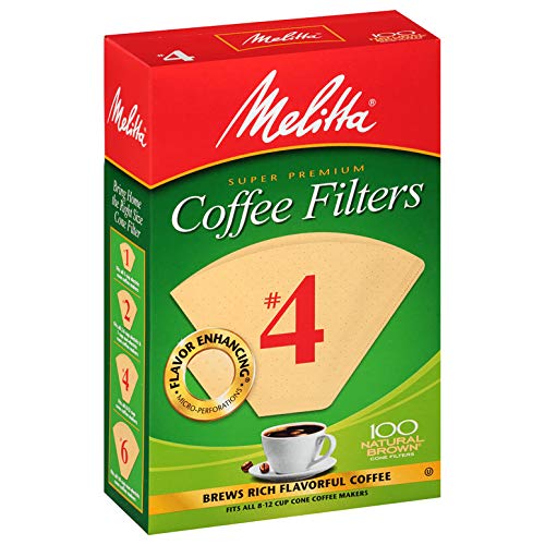 Melitta 4 Cone Coffee Filters Natural Brown 100 Count (Pack of 6 600 Total Filters)