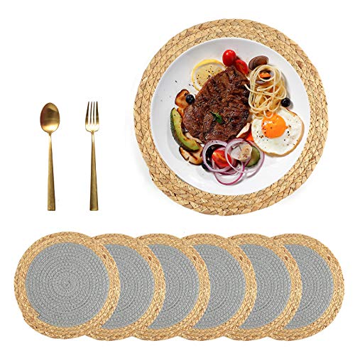 SUEH DESIGN Cotton Pot Mats Handmade Woven of Cotton Coasters NonSlip Heat Insulation Round Placemats Set of 6 Hot Mats for Cooking and Baking 118