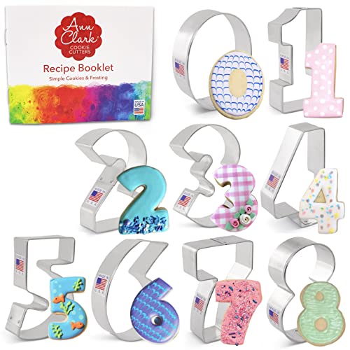 Ann Clark Cookie Cutters 9Piece Numbers Cookie Cutter Set with Recipe Booklet