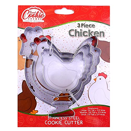Chicken Cookie Cutter Set 3 Piece Stainless Steel