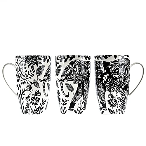 Greenline Goods Boho Décor Mugs (16 oz)  Modern Elephant Coffee Mug  Tea Cup with Inspirational Quote  Set Includes 1 Boho Mug 1 Lid 1 Infuser
