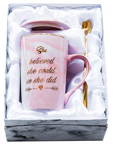 Mugpie She Believed She Could So She Did Coffee Mug  Congratulations Graduation Gifts for Her Women Girl Daughter College Nursing  Cute Motivational Inspiritional 125oz Pink Ceramic Cup  Gift Box