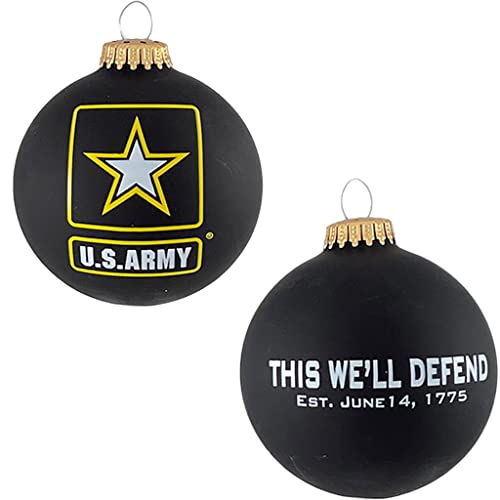 Christmas by Krebs 3 14 (80mm) Black Ebony Velvet Glass Ball with Army Logo and Established Date Ornament Christmas Military Patriotic Keepsake Gift Décor  Made in The USA