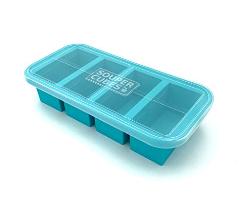 Souper Cubes 1Cup ExtraLarge Silicone Freezing Tray with Lid  makes 4 perfect 1cup portions  freeze soup broth or sauce