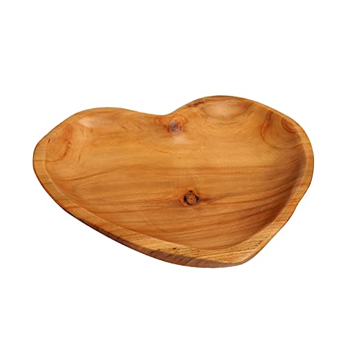 Creative Root Wood Dish Heart Shaped Wooden Serving Tray Natural Platter for Fruit Bread Salad Appetizer Display and Jewelry Key Organzier (114)