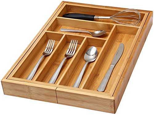 YBM Home Kitchen 6-compartment Kitchen Utensil Flatware Cutlery Drawer Organizer Tray Size 18lx12wx2h 341