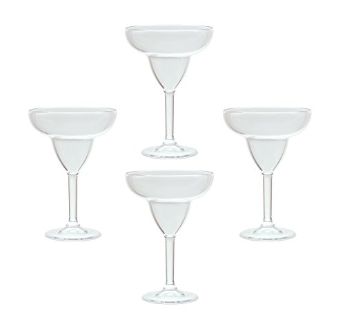 QG 12 Ounce Clear Acrylic Plastic Margarita Glass Set of 4