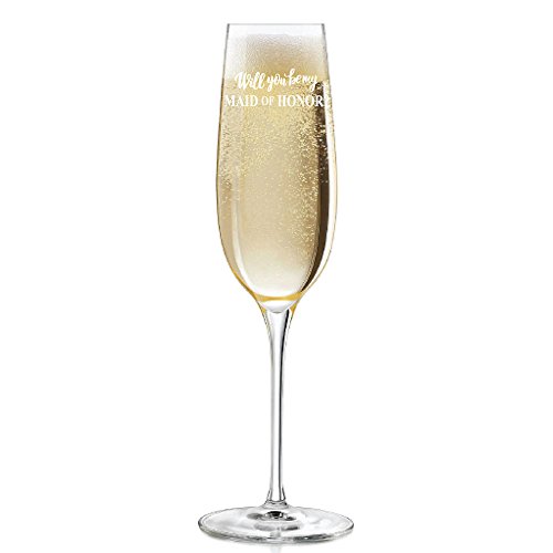 Will You Be My Maid Of Honor Engraved Champagne Flute Glass - 2pcs set